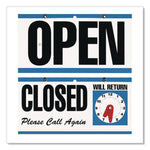 Open/Closed Outdoor Sign, 11.6 x 6, Blue/White/Black