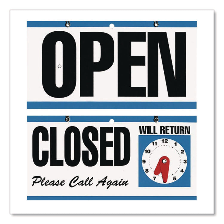 Open/Closed Outdoor Sign, 11.6 x 6, Blue/White/Black