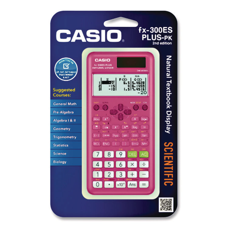 Fx-300es Plus 2nd Edition Scientific Calculator, 16-Digit Lcd, Pink
