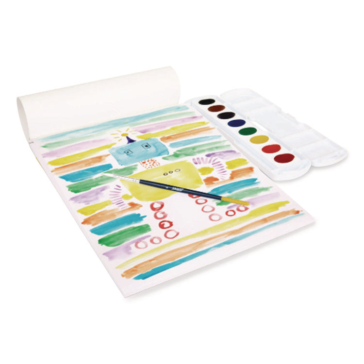 Prang Watercolor Paper Pad, Unruled, White/Multicolor Cover, 30 White 9 x 12 Sheets