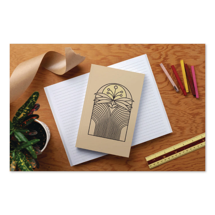 Kraft Layflat Softcover Notebook, Desert Bloom Artwork, Medium/College Rule, Desert Sand/Multicolor Cover, (72) 8 x 5 Sheets