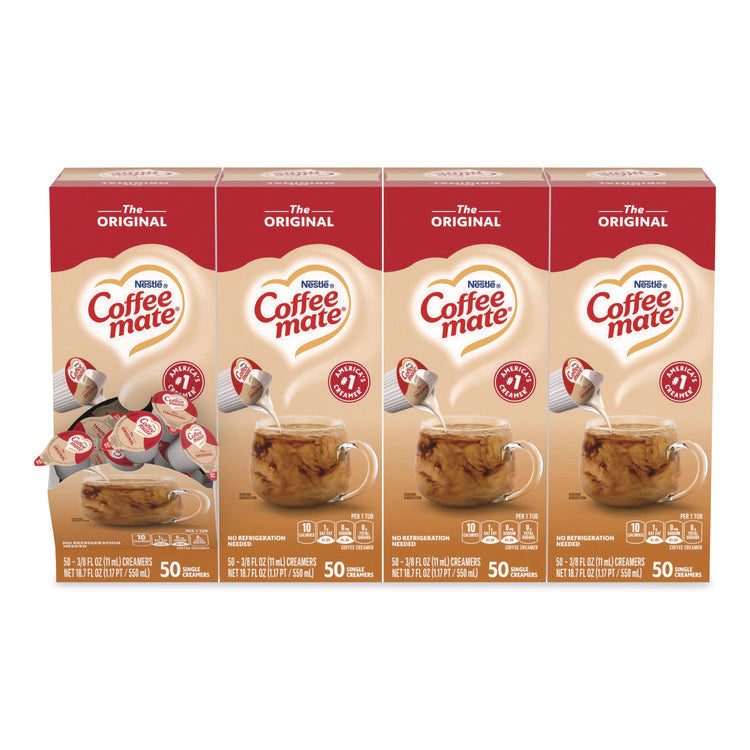 Liquid Coffee Creamer, Original, 0.38 oz Mini Cups, 50/Box, 4 Boxes/Carton