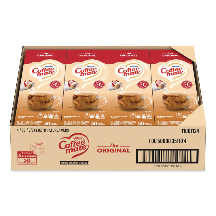 Liquid Coffee Creamer, Original, 0.38 oz Mini Cups, 50/Box, 4 Boxes/Carton