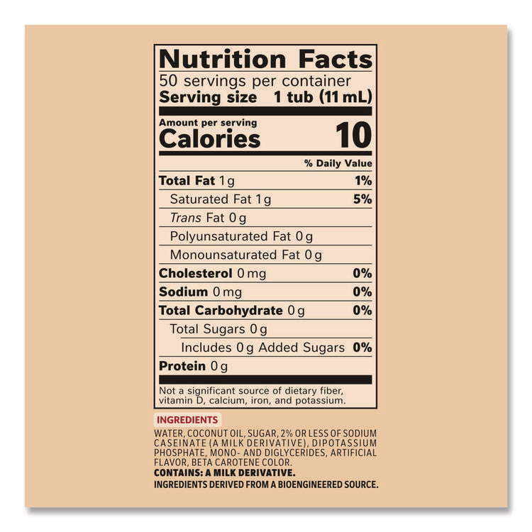 Liquid Coffee Creamer, Original, 0.38 Oz Mini Cups, 50/box