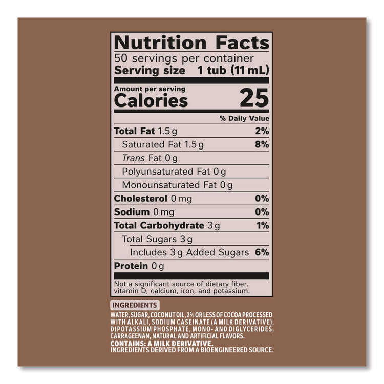 Liquid Coffee Creamer, Cafe Mocha, 0.38 oz Mini Cups, 50/Box, 4 Boxes/Carton