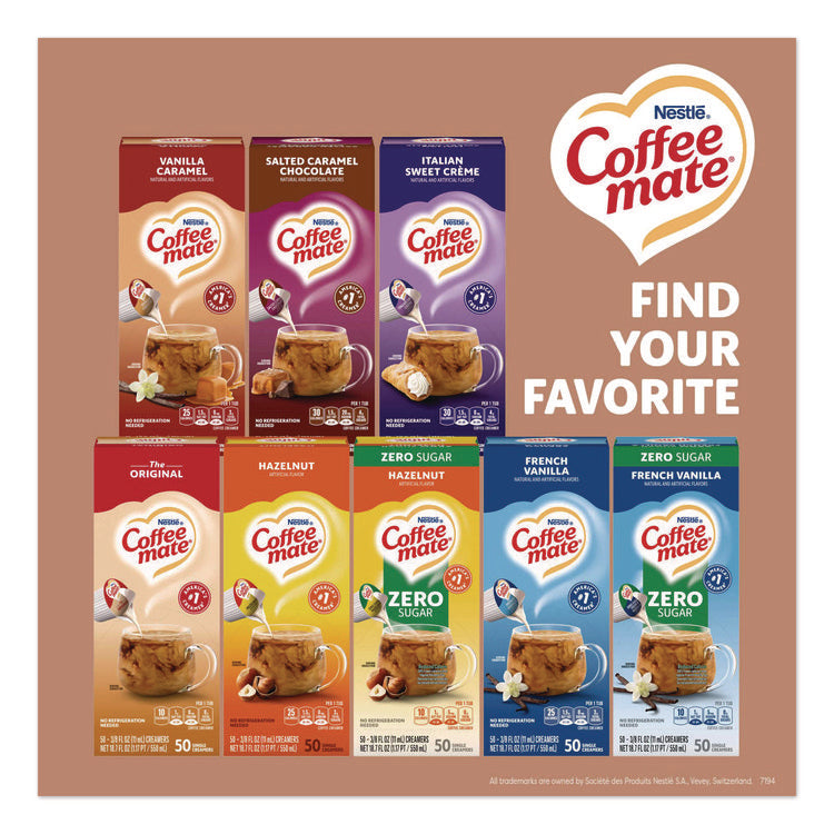 Liquid Coffee Creamer, Cafe Mocha, 0.38 Oz Mini Cups, 50/box