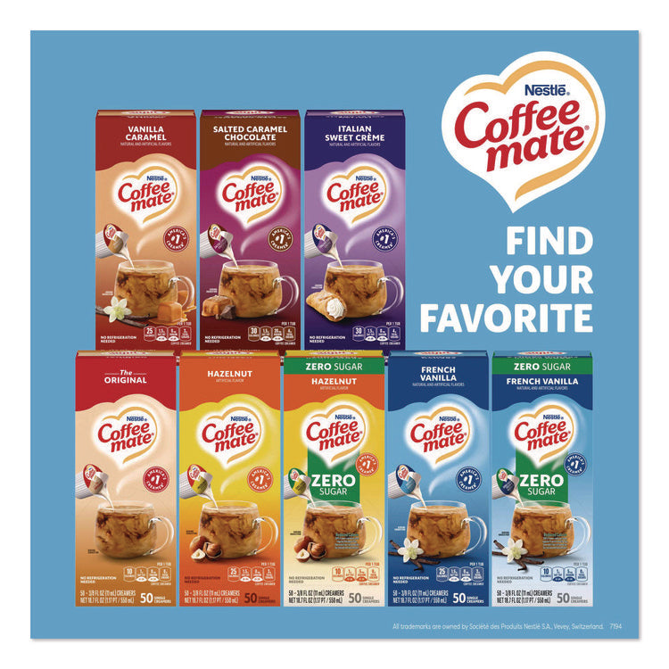 Liquid Coffee Creamer, French Vanilla, 0.38 oz Mini Cups, 50/Box, 4 Boxes/Carton