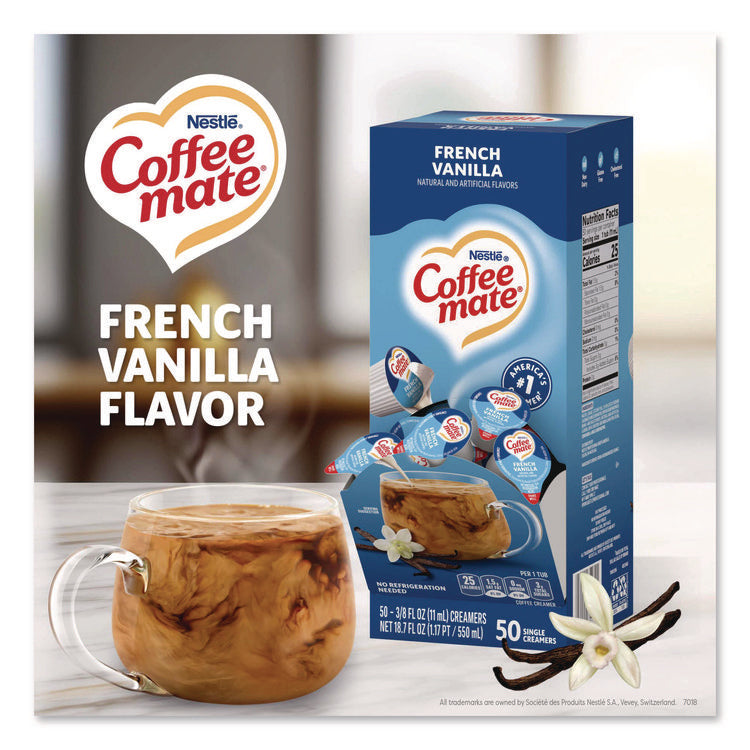Liquid Coffee Creamer, French Vanilla, 0.38 Oz Mini Cups, 50/box