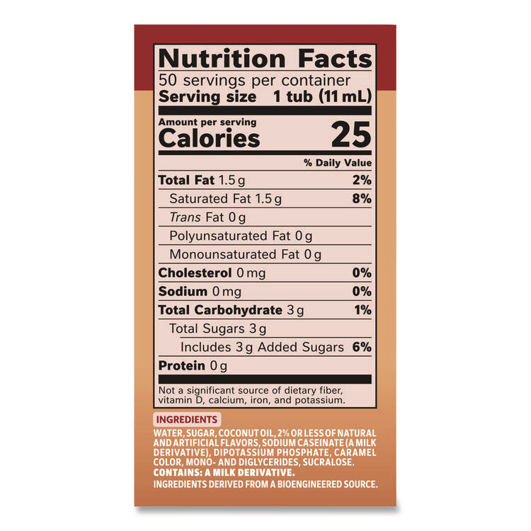 Liquid Coffee Creamer, Vanilla Caramel, 0.38 Oz Mini Cups, 50/box