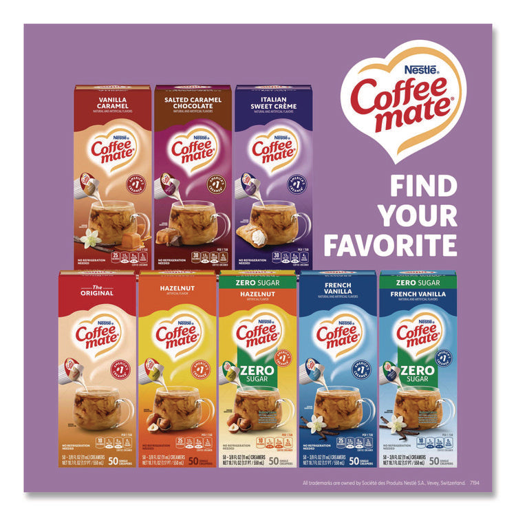 Liquid Coffee Creamer, Italian Sweet Cream, 0.38 oz Mini Cups, 50/Box