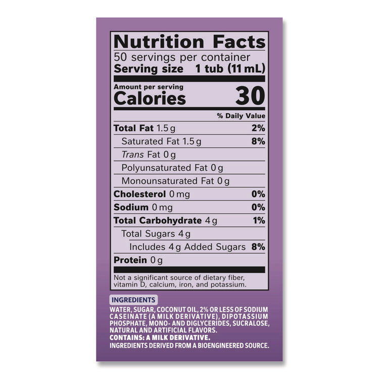 Liquid Coffee Creamer, Italian Sweet Cream, 0.38 oz Mini Cups, 50/Box