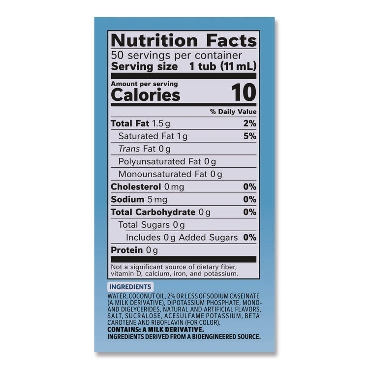 Liquid Coffee Creamer, Zero Sugar French Vanilla, 0.38 oz Mini Cups, 50/Box