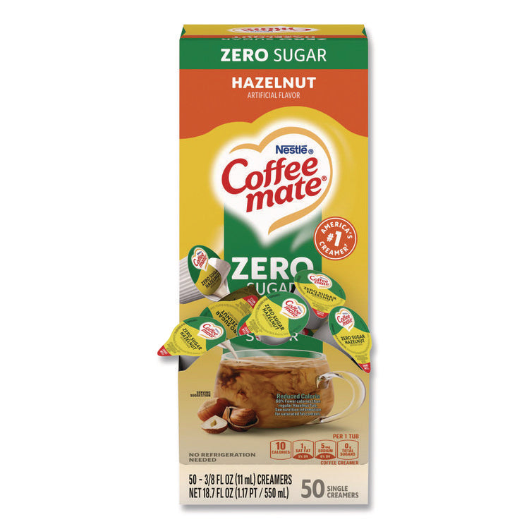 Liquid Coffee Creamer, Zero Sugar Hazelnut, 0.38 oz Mini Cups, 50/Box
