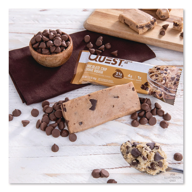 Protein Bars, Chocolate Chip Cookie Dough, 2.12 Oz Bar, 12 Bars/box