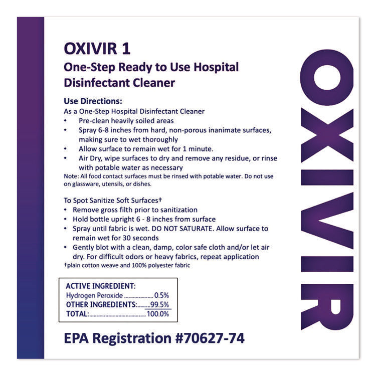 Oxivir TB Disinfectant Wipes, 7 x 6, White, 160/Canister, 12 Canisters/Carton