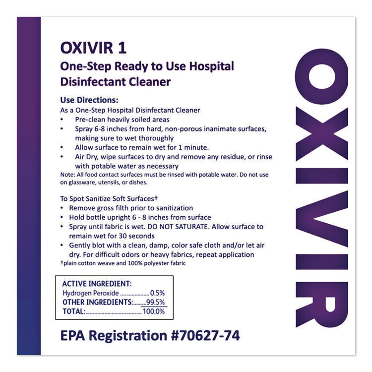 Oxivir 1 Wipes, 1-Ply, 6 x 7, 160/Canister, 12 Canisters/Carton
