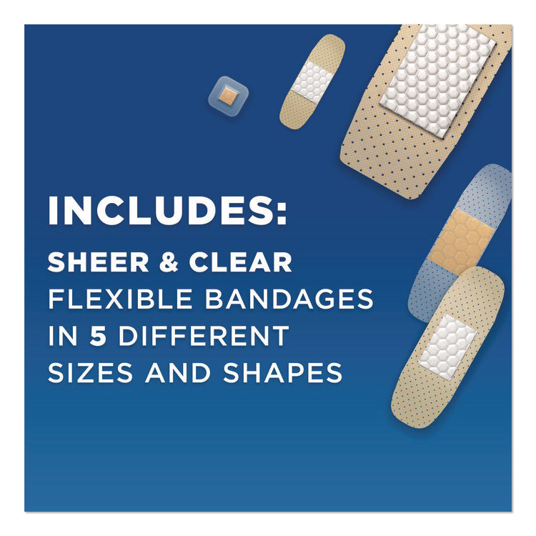 Sheer and Clear Adhesive Bandages, Assorted Sizes, 280/Box