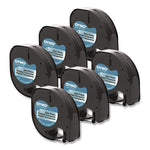 LetraTag Plastic Label Tape Cassette, 0.5" x 13 ft, Black on Clear, 6/Pack