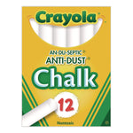 Nontoxic Anti-Dust Chalk, 3" x 0.31" Diameter, White, 12 Sticks/Box