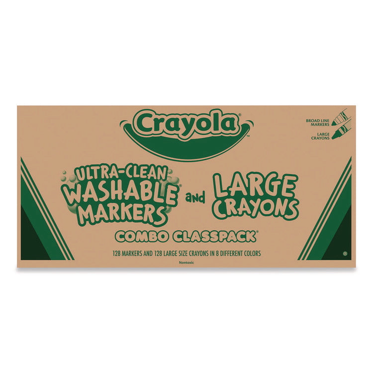 Crayon And Ultra-Clean Washable Marker Classpack, 8 Colors, 128 Each Crayons/markers, 256/box