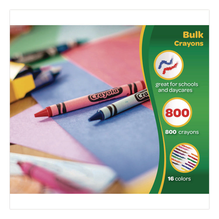 Classpack Regular Crayons, 16 Colors, 800/box