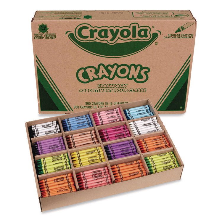 Classpack Regular Crayons, 16 Colors, 800/box