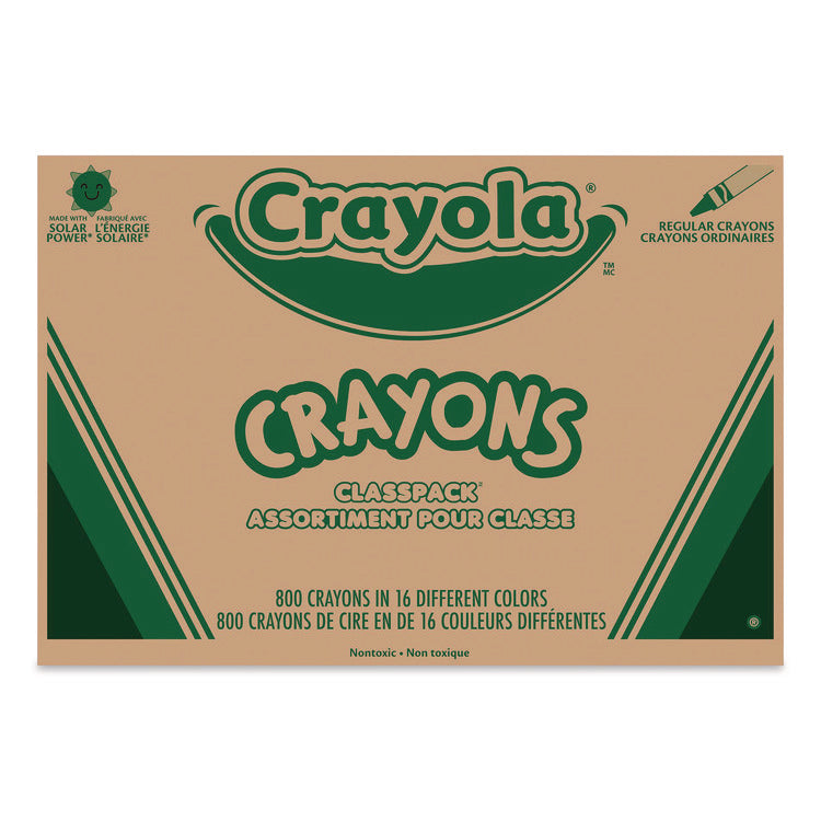 Classpack Regular Crayons, 16 Colors, 800/box