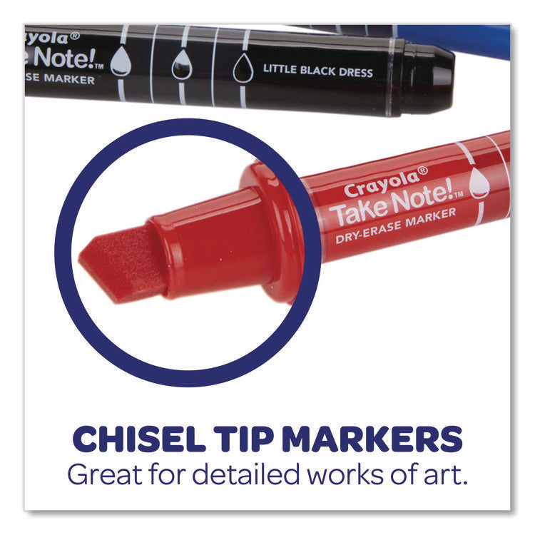 Take Note Dry-Erase Markers, Broad, Chisel Tip, Assorted, 12/Pack