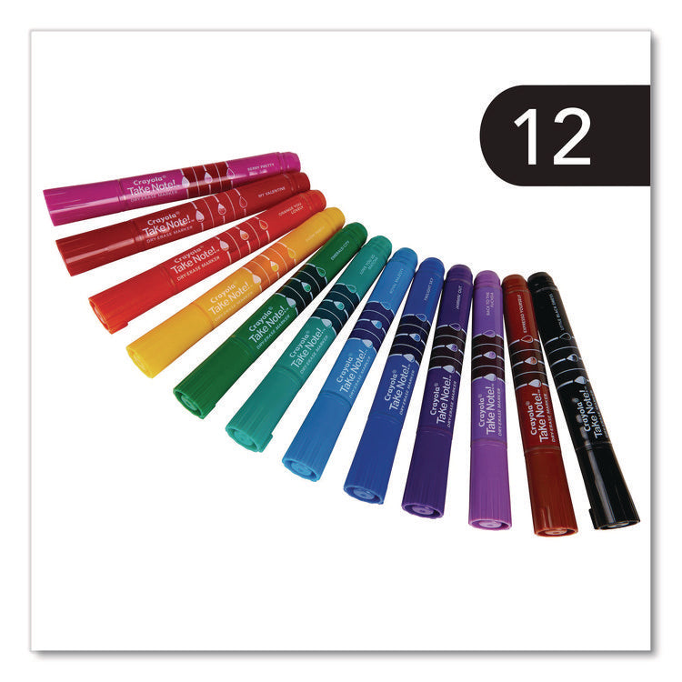 Take Note Dry-Erase Markers, Broad, Chisel Tip, Assorted, 12/Pack
