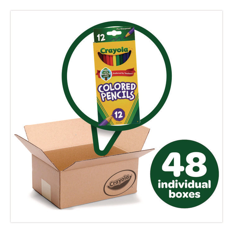 Long-Length Colored Pencil Set, 3.3 mm, 2B, Assorted Lead and Barrel Colors, Dozen