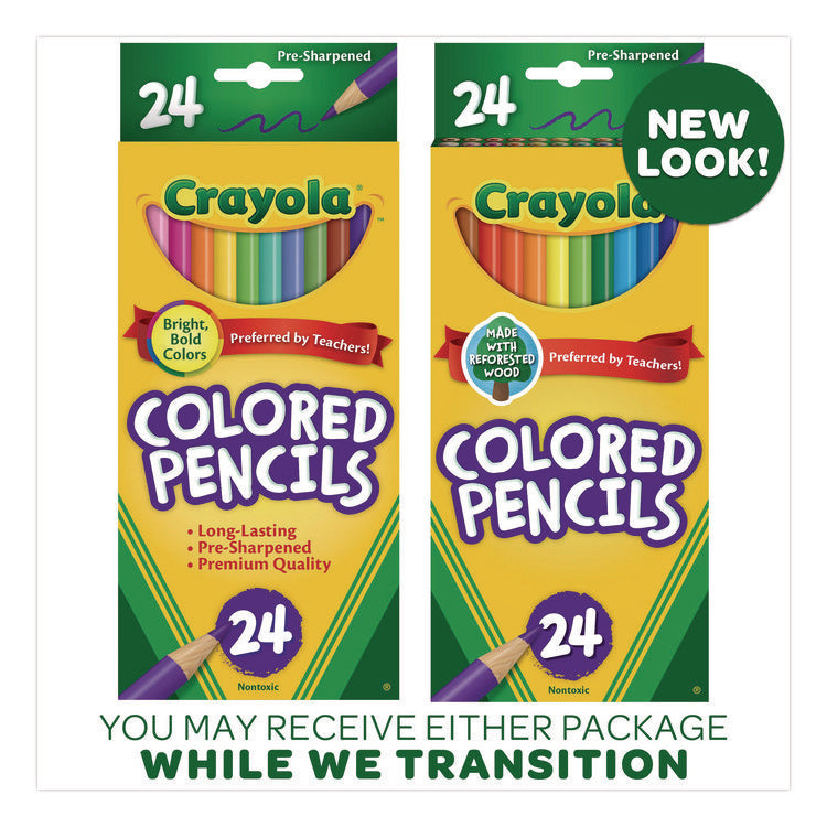 Long-Length Colored Pencil Set, 3.3 mm, 2B, Assorted Lead and Barrel Colors, 24/Pack