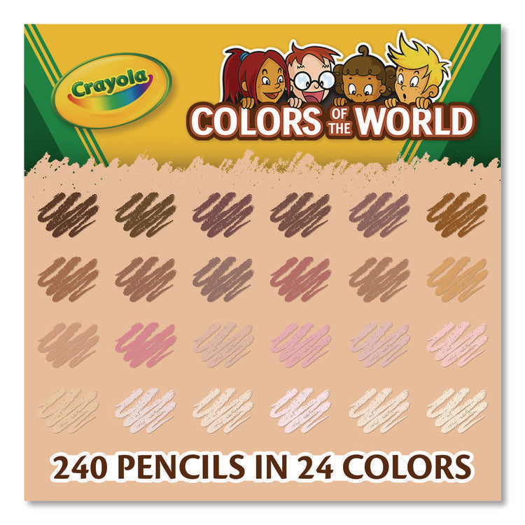 Colors of the World Colored Pencils Classpack Set, 24 Assorted Lead and Barrel Colors, 240/Pack