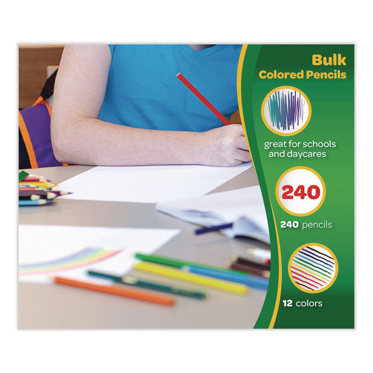 Color Pencil Classpack Set with (240) Pencils and (12) Pencil Sharpeners, 3.3 mm, 2B, Assorted Lead and Barrel Colors, 240/BX
