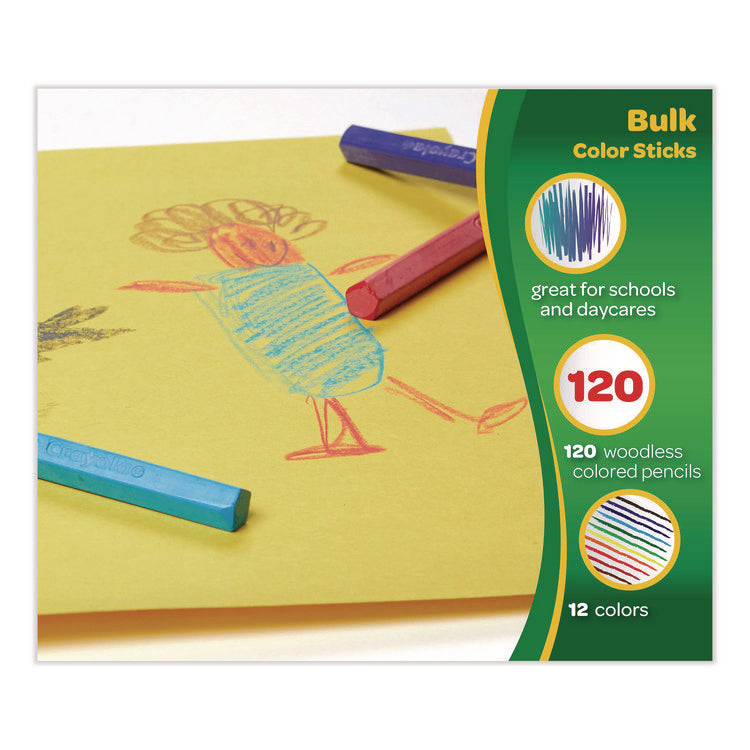 Color Sticks Classpack Set, 9.7 mm, Assorted Lead and Barrel Colors, 120/Pack