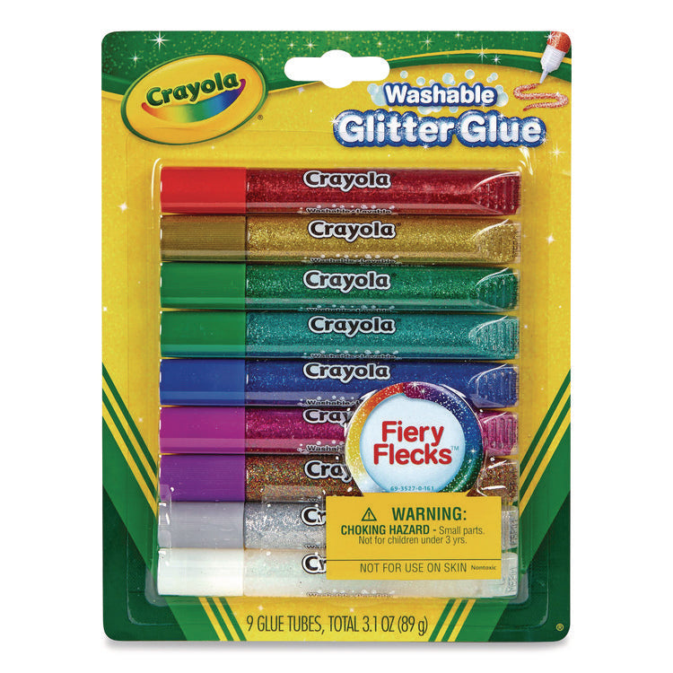 Washable Glitter Glue, 0.35 Oz, Assorted Colors, 9/pack