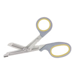 Titanium-Bonded Angled Medical Shears, 7" Long, 3" Cut Length, Crane-Style Gray/Yellow Handle