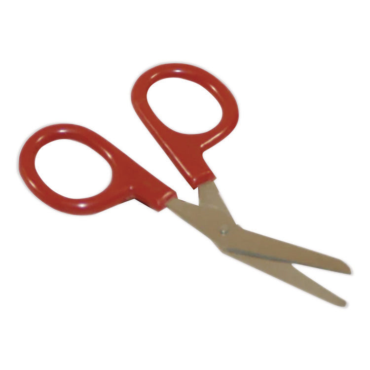 Angled First Aid Kit Scissors, 4" Long, 1.5" Cut Length, Crane-Style Red Handle