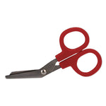 Angled First Aid Kit Scissors, 4" Long, 1.5" Cut Length, Crane-Style Red Handle