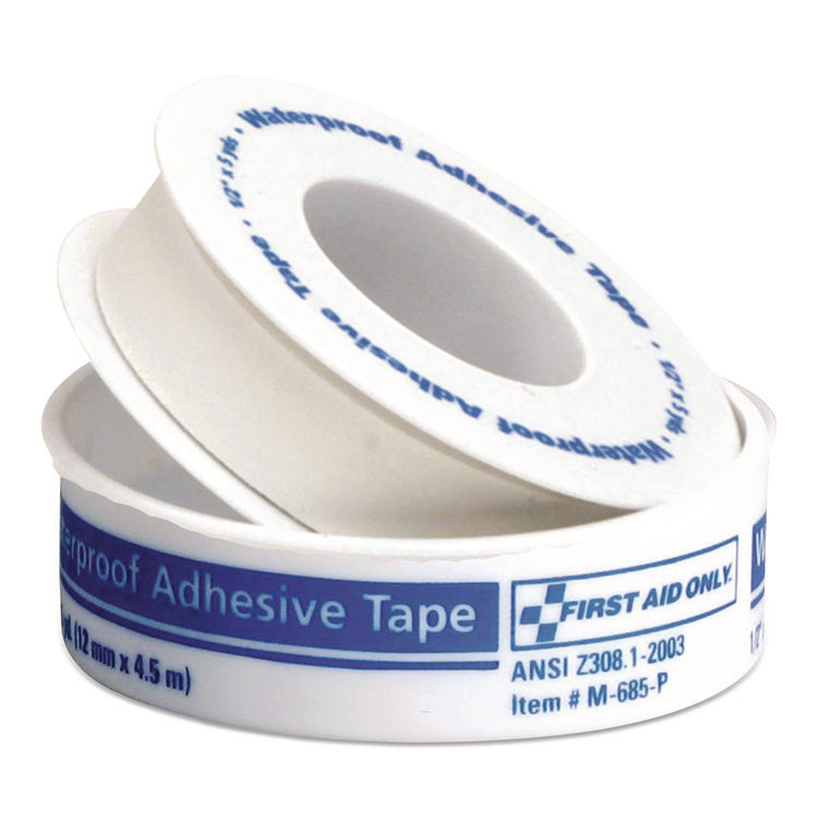 Waterproof-Adhesive Medical Tape with Dispenser, Acrylic, 0.5" x 15 ft, White
