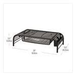 Raise Metal Mesh Monitor Stand With Drawer, 20" X 11.5" X 5.6", Black, Supports 25 Lbs