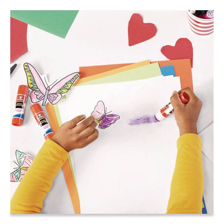 School Glue Stick, 0.77 oz, Applies Purple, Dries Clear, 6/Pack