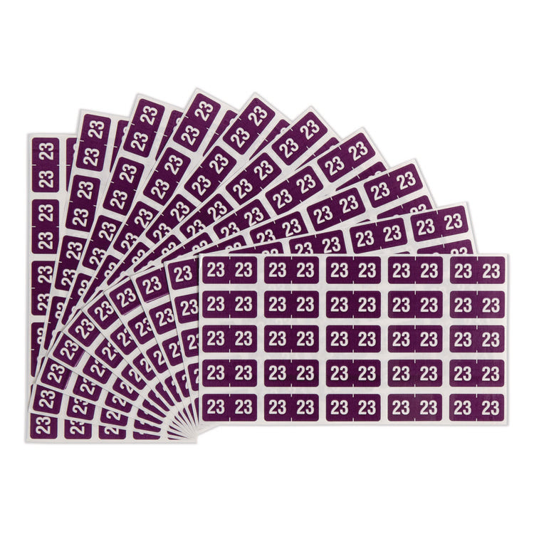 Yearly End Tab File Folder Labels, 23, 0.5 x 1, Purple, 25/Sheet, 10 Sheets/Pack