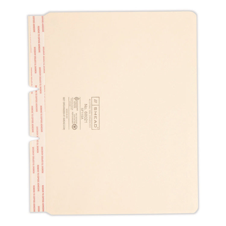 Self-Adhesive Folder Dividers for Top/End Tab Folders, Prepunched for Fasteners, 1 Fastener, Letter Size, Manila, 100/Box