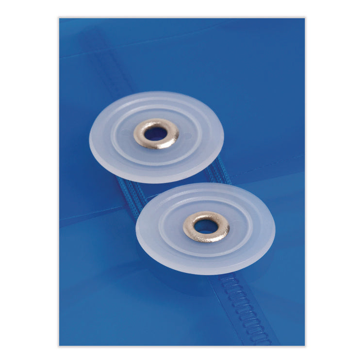 Poly String and Button Interoffice Envelopes, Open-Side (Horizontal), 9.75 x 11.63, Transparent Blue, 5/Pack