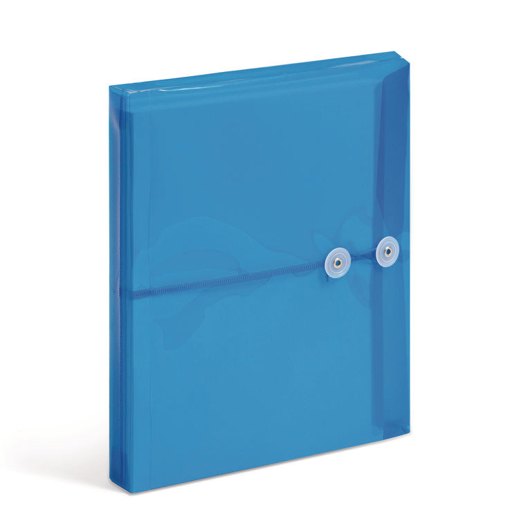 Poly String and Button Interoffice Envelopes, Open-Side (Horizontal), 9.75 x 11.63, Transparent Blue, 5/Pack
