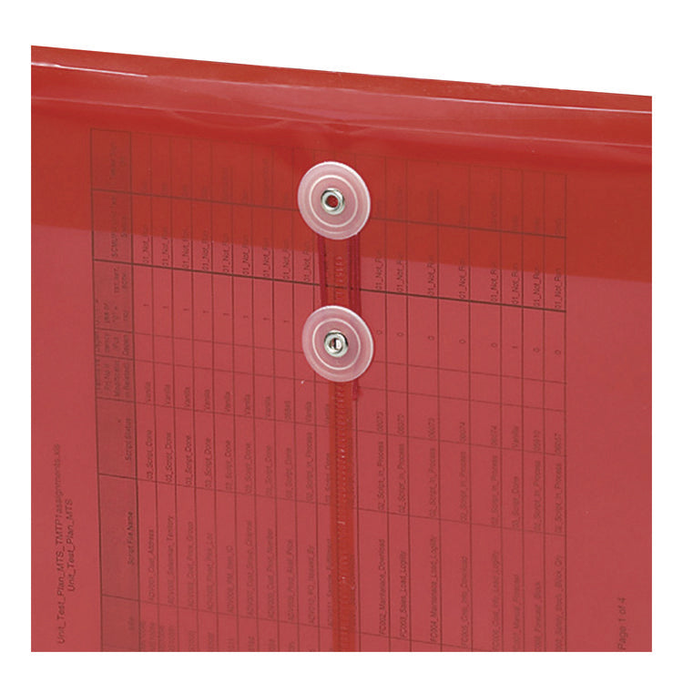 Poly String and Button Interoffice Envelopes, Open-End (Vertical), 9.75 x 11.63, Transparent Red, 5/Pack