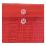 Poly String and Button Interoffice Envelopes, Open-Side (Horizontal), 9.75 x 11.63, Transparent Red, 5/Pack