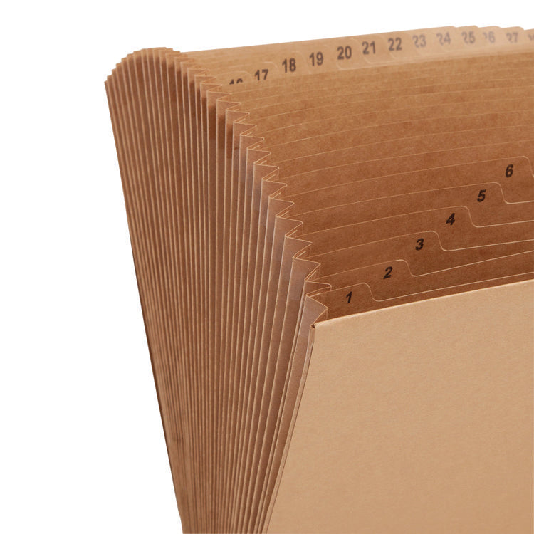 Indexed Expanding Kraft Files, 31 Sections, Elastic Cord Closure, 1/15-Cut Tabs, Letter Size, Kraft