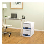 STOR/DRAWER Basic Space-Savings Storage Drawers, Letter Files, 14" x 25.5" x 11.5", White/Blue
