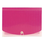 Poly Expanding Folders, 12 Sections, Cord/Hook Closure, 1/6-Cut Tabs, Letter Size, Pink/Clear